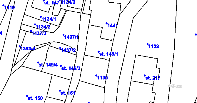 Parcela st. 149/1 v KÚ Černý Důl, Katastrální mapa