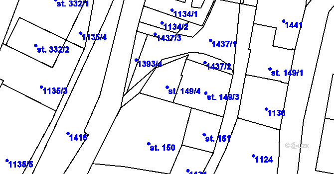 Parcela st. 149/4 v KÚ Černý Důl, Katastrální mapa