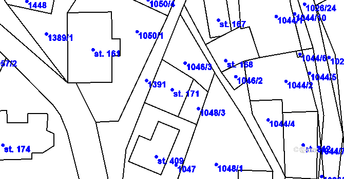 Parcela st. 171 v KÚ Černý Důl, Katastrální mapa