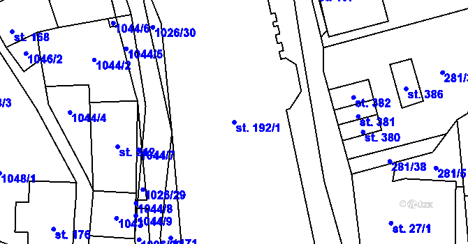 Parcela st. 192/1 v KÚ Černý Důl, Katastrální mapa