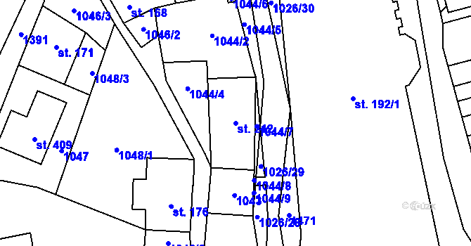 Parcela st. 212 v KÚ Černý Důl, Katastrální mapa