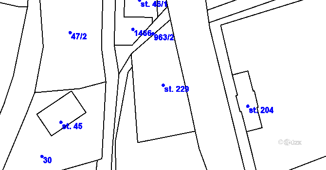 Parcela st. 229 v KÚ Černý Důl, Katastrální mapa