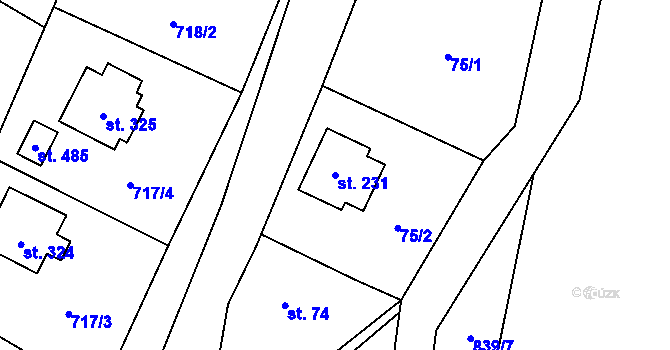 Parcela st. 231 v KÚ Černý Důl, Katastrální mapa