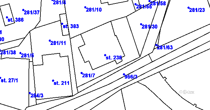 Parcela st. 238 v KÚ Černý Důl, Katastrální mapa