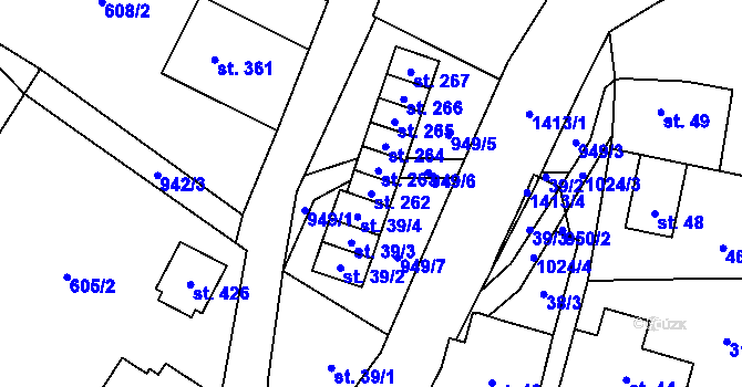 Parcela st. 262 v KÚ Černý Důl, Katastrální mapa
