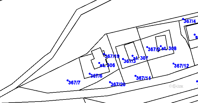 Parcela st. 311 v KÚ Černý Důl, Katastrální mapa