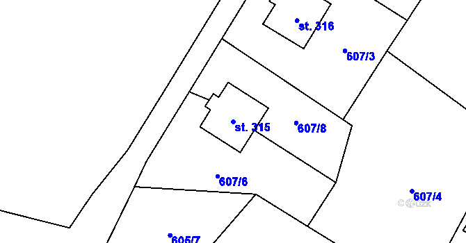 Parcela st. 315 v KÚ Černý Důl, Katastrální mapa