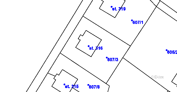 Parcela st. 316 v KÚ Černý Důl, Katastrální mapa