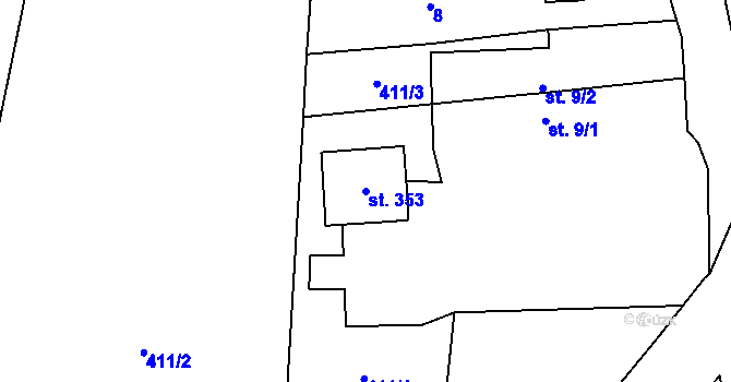 Parcela st. 353 v KÚ Černý Důl, Katastrální mapa