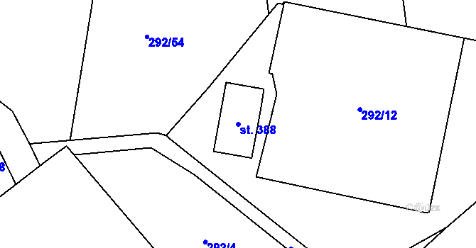 Parcela st. 388 v KÚ Černý Důl, Katastrální mapa