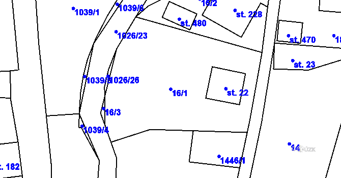 Parcela st. 16/1 v KÚ Černý Důl, Katastrální mapa