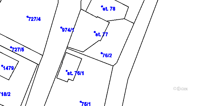 Parcela st. 76/2 v KÚ Černý Důl, Katastrální mapa