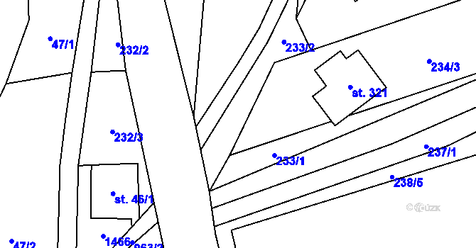Parcela st. 233/2 v KÚ Černý Důl, Katastrální mapa