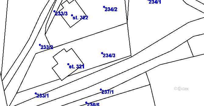 Parcela st. 234/3 v KÚ Černý Důl, Katastrální mapa