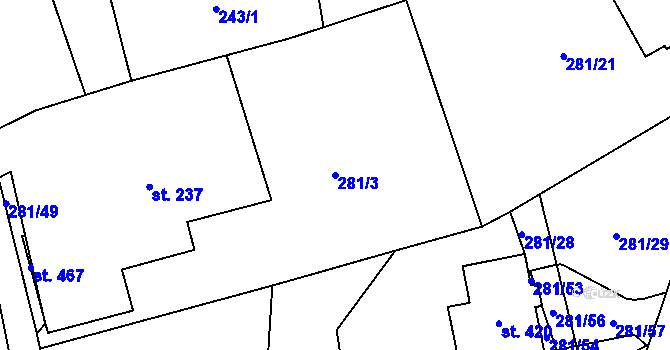 Parcela st. 281/3 v KÚ Černý Důl, Katastrální mapa