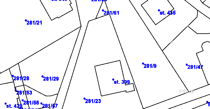 Parcela st. 281/22 v KÚ Černý Důl, Katastrální mapa