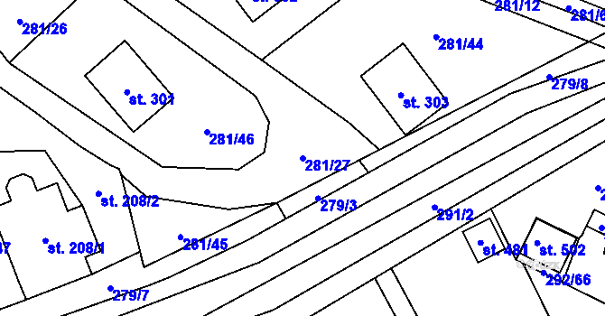 Parcela st. 281/27 v KÚ Černý Důl, Katastrální mapa