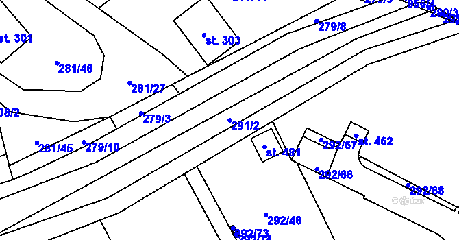 Parcela st. 291/2 v KÚ Černý Důl, Katastrální mapa