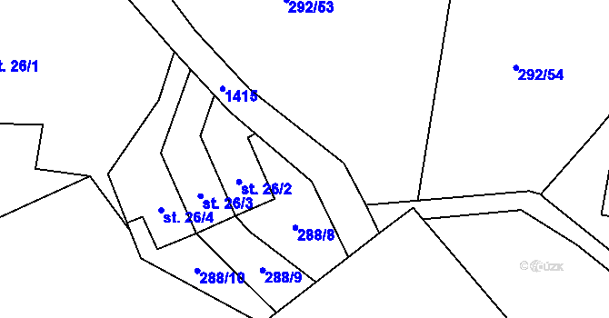 Parcela st. 292/3 v KÚ Černý Důl, Katastrální mapa