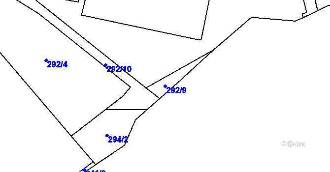 Parcela st. 292/9 v KÚ Černý Důl, Katastrální mapa