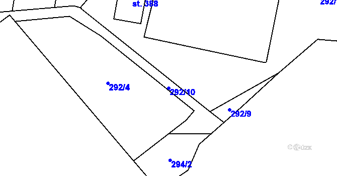 Parcela st. 292/10 v KÚ Černý Důl, Katastrální mapa