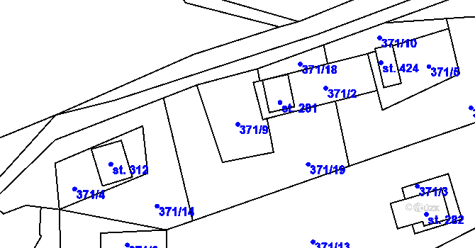 Parcela st. 371/9 v KÚ Černý Důl, Katastrální mapa