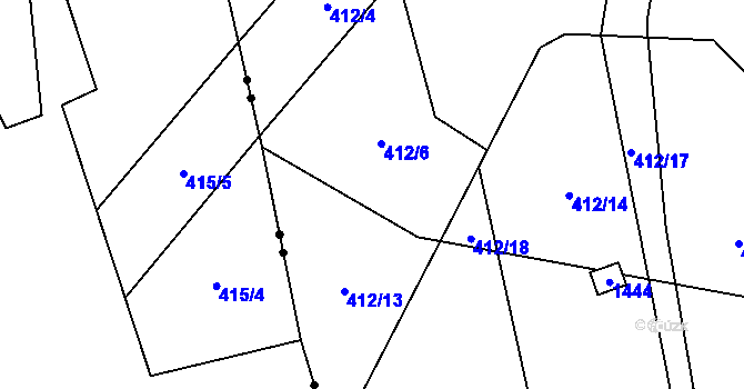 Parcela st. 412/6 v KÚ Černý Důl, Katastrální mapa
