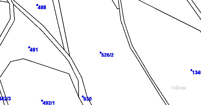 Parcela st. 526/2 v KÚ Černý Důl, Katastrální mapa
