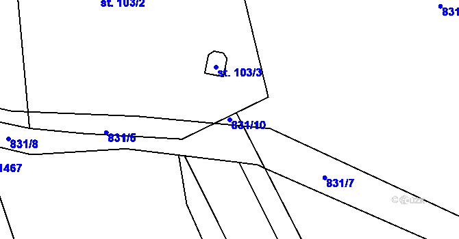 Parcela st. 831/10 v KÚ Černý Důl, Katastrální mapa