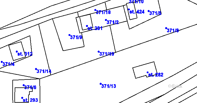 Parcela st. 371/19 v KÚ Černý Důl, Katastrální mapa