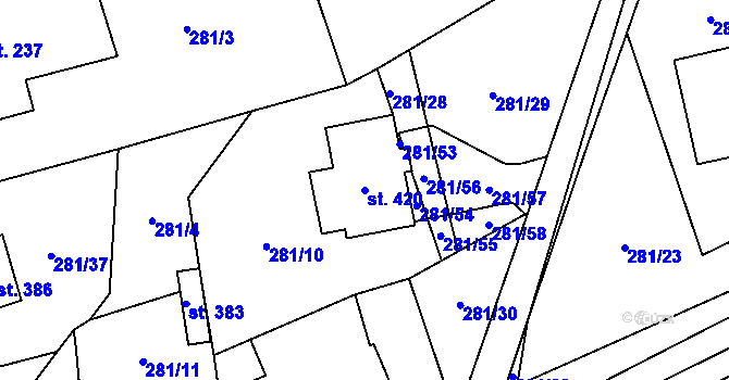 Parcela st. 420 v KÚ Černý Důl, Katastrální mapa