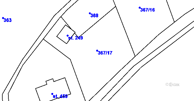 Parcela st. 367/17 v KÚ Černý Důl, Katastrální mapa