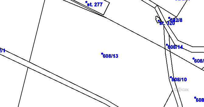 Parcela st. 608/13 v KÚ Černý Důl, Katastrální mapa