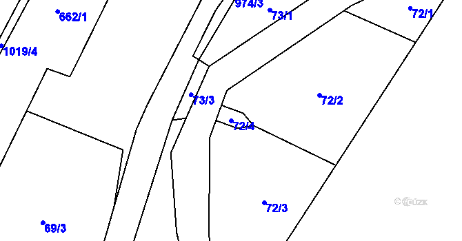 Parcela st. 72/4 v KÚ Černý Důl, Katastrální mapa