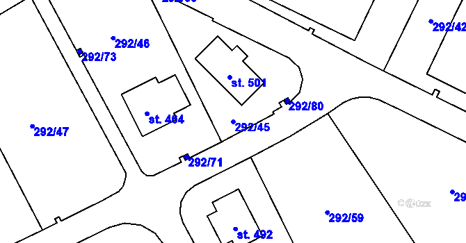 Parcela st. 292/45 v KÚ Černý Důl, Katastrální mapa
