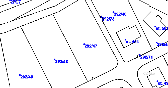 Parcela st. 292/47 v KÚ Černý Důl, Katastrální mapa