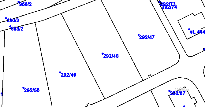 Parcela st. 292/48 v KÚ Černý Důl, Katastrální mapa