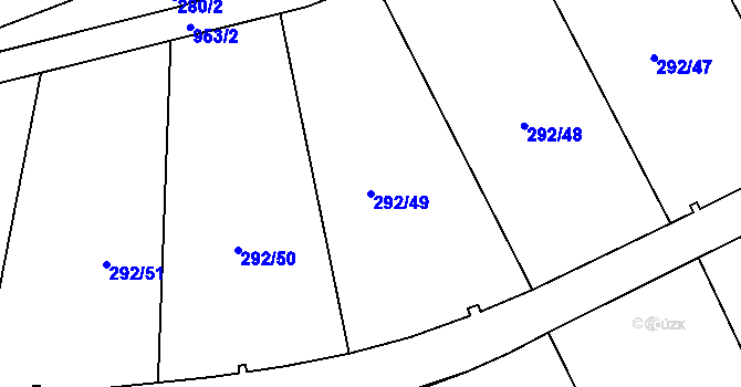 Parcela st. 292/49 v KÚ Černý Důl, Katastrální mapa