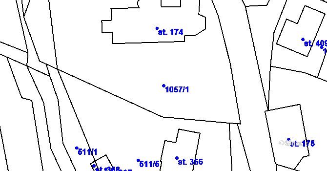 Parcela st. 1057/1 v KÚ Černý Důl, Katastrální mapa