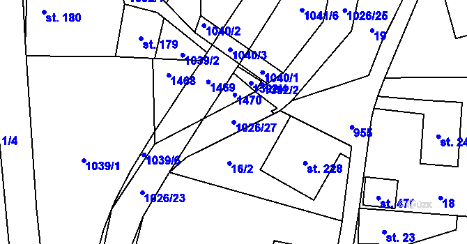 Parcela st. 1026/27 v KÚ Černý Důl, Katastrální mapa