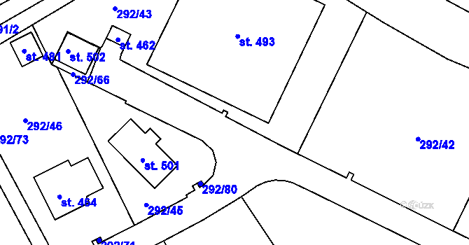 Parcela st. 292/69 v KÚ Černý Důl, Katastrální mapa