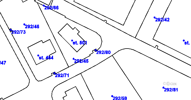 Parcela st. 292/80 v KÚ Černý Důl, Katastrální mapa