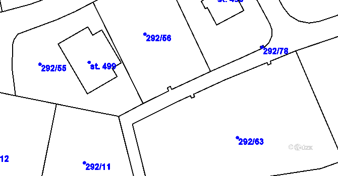 Parcela st. 292/76 v KÚ Černý Důl, Katastrální mapa