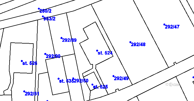 Parcela st. 524 v KÚ Černý Důl, Katastrální mapa