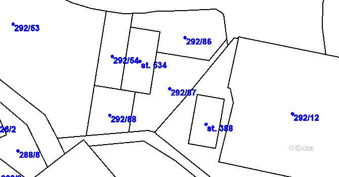 Parcela st. 292/87 v KÚ Černý Důl, Katastrální mapa