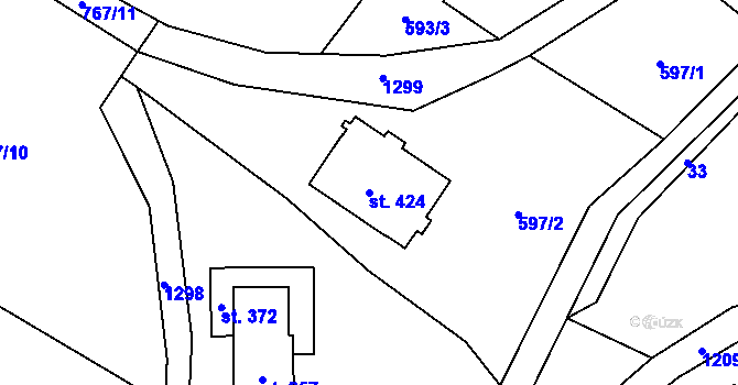 Parcela st. 424 v KÚ Čistá v Krkonoších, Katastrální mapa