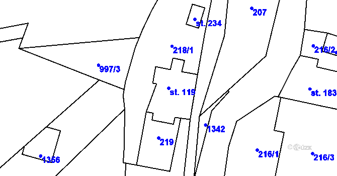 Parcela st. 119 v KÚ Čistá v Krkonoších, Katastrální mapa