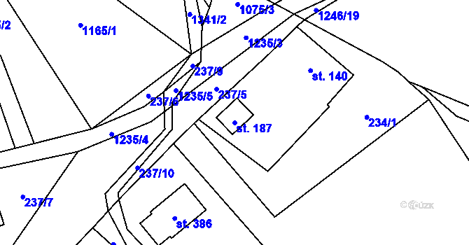 Parcela st. 187 v KÚ Čistá v Krkonoších, Katastrální mapa