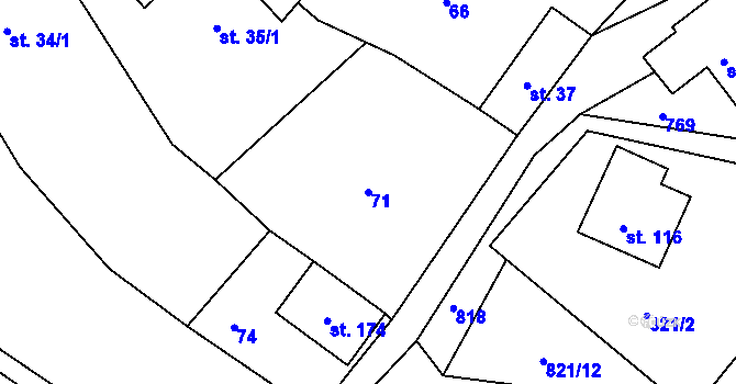 Parcela st. 71 v KÚ Červená Lhota, Katastrální mapa