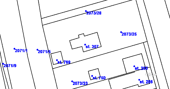 Parcela st. 307 v KÚ Červená Řečice, Katastrální mapa